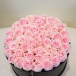 50pcs Light Pink Roses With Lether Boxes