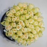 50pcs White Roses With Lether box