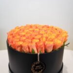 50pcs Orange Roses With Lether Boxes