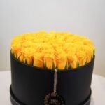 50pcs Yellow Roses With Lether boxes