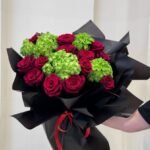 Red Rose flower bouquet with Hydranga