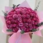 Pink Rose Bouquet with pink wrapp
